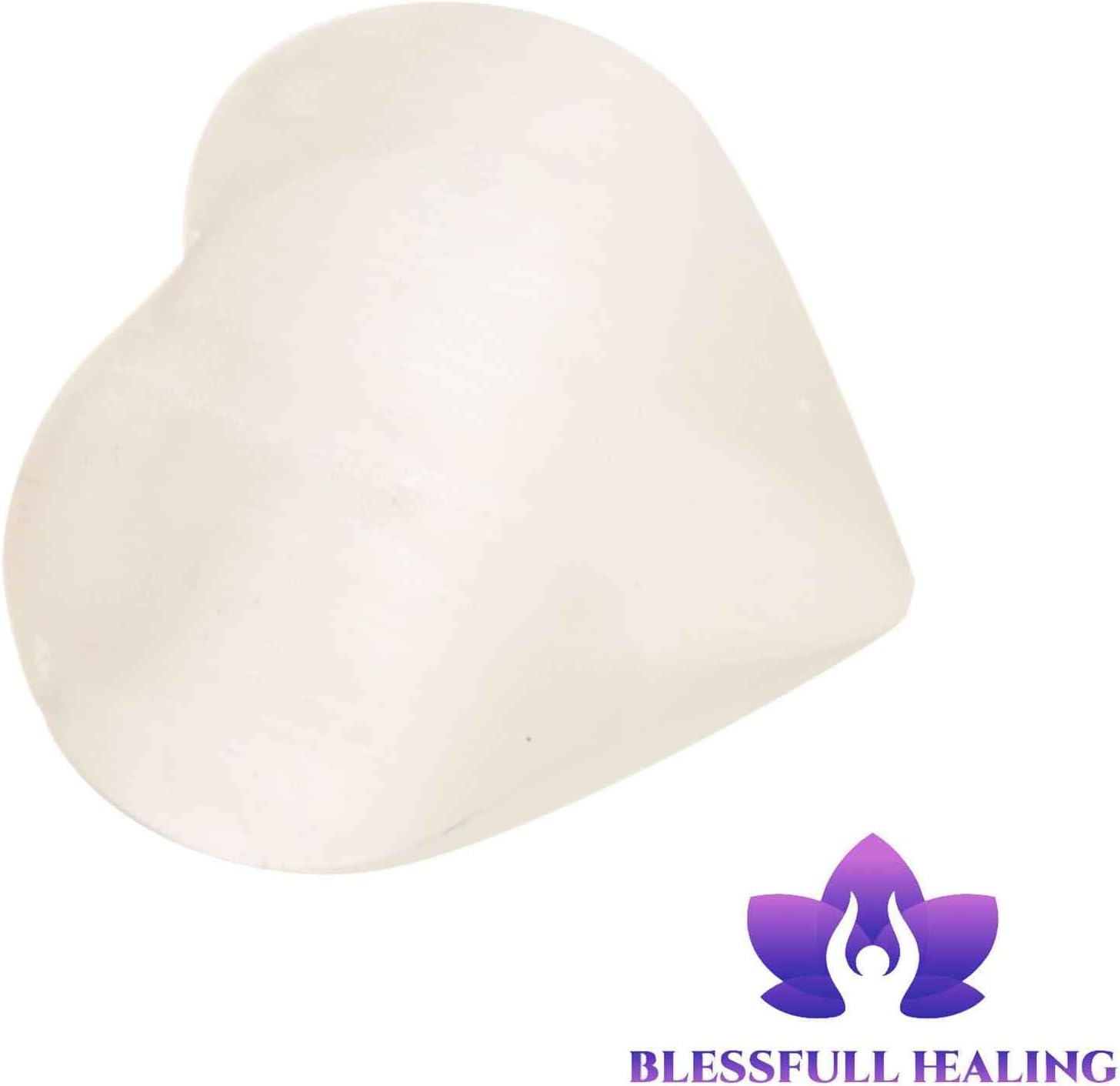 Reiki Healing Gemstone Gift Selenite Ball Sphere Stone 35 to 40 mm Approx + Selenite Heart 2 Inches Approx