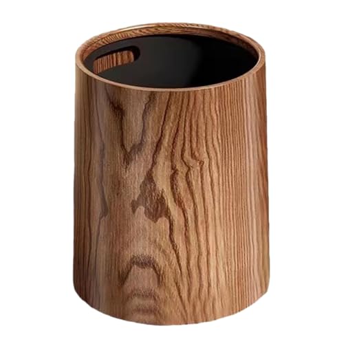 Poubelle en bois Amosfun 8L : petite corbeille ronde pour bureau et chambre