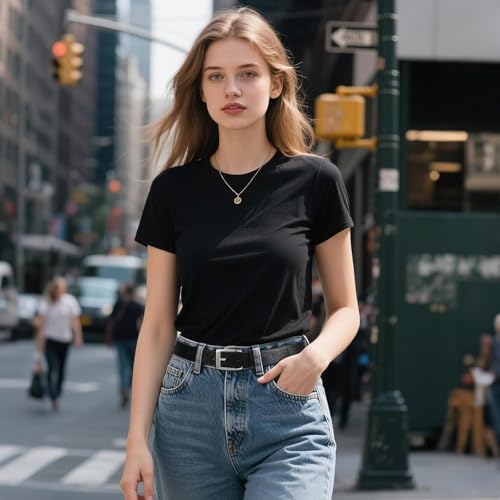 Vintage Style Leather Belt - Gold Buckle Waist Belt for Jeans, Dresses and Casual Pants3