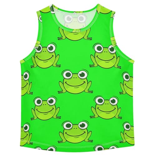 J JOYSAY Cartoon Frog Green Boys Tank Top Sleeveless Muscle Shirts Quick Dry Kids T-Shirts 3-15T