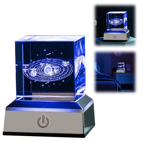 Bola de Cristal Sist. Solar 3D, Lámpara Vía Láctea LED Multicolor - Luz Nocturna Hogar