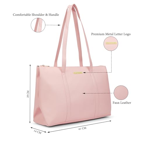 Image of Caprese Crystal 15.6-Inch Laptop Compatible Large Tote Bag for Women | Stylish, Durable, and Spacious with Multiple Compartment, Back Zipper Pocket for Work, Travel, and Everyday Use
