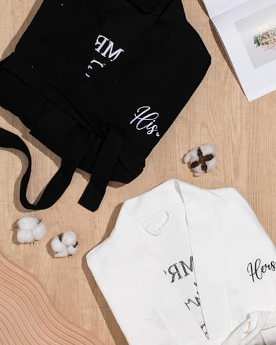 Image of Jecery 2 Pack His and Hers Robes Gifts for Couples Cotton Waffle Knit Matching Robes Party Anniversary Wedding Women Men
