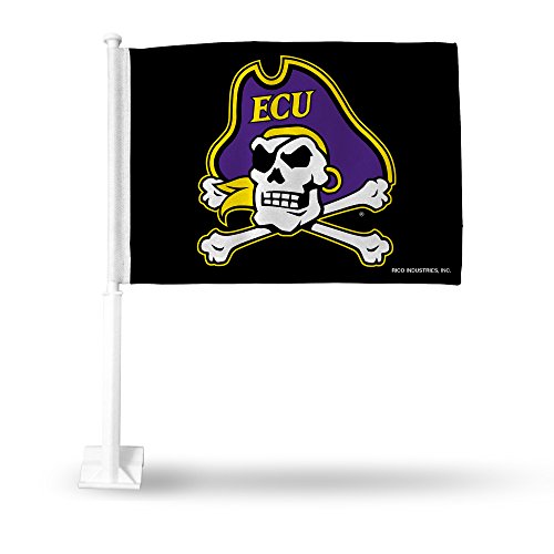 Rico Industries NCAA East Carolina Pirates Black Double Sided Double Sided Car Flag - 16