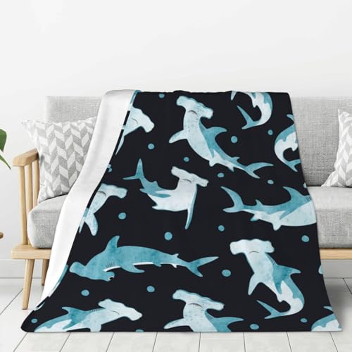 Hammerhead Shark Blanket Super Soft Fleece Throw Blanket Warm and Cozy Lightweight Bed Blanket for Couch, Sofa, Camping, and Travel All Season Blankets Gifts 50