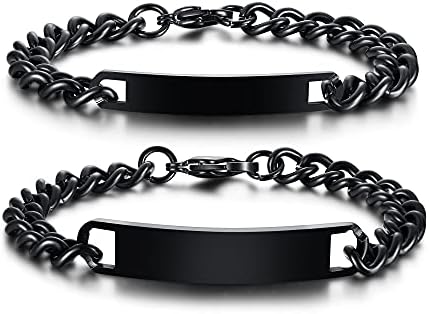 VNOX Customizable Bracelets Link Bracelets Personalized Engraved Couple Bracelets BFF Brother Sisters Bracelets Family Bracelets