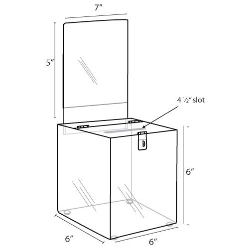 Clear-Ad - Acrylic Donation, Ballot, Raffle Or Suggestion Box With Lock And Removable Sign Holder - Plastic Comment Or Compaint Container - Plexiglass Multipurpose Box With Slot - Black (6X6) #TOP1