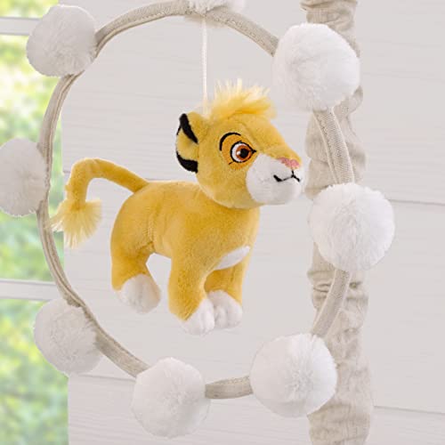 Disney Lion King White, Taupe And Gold Plush Simba Future King Pom Pom Musical Mobile #TOP2