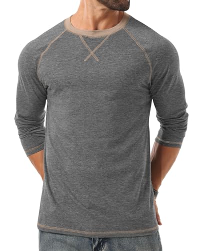 Askdeer Mens T-Shirt Long/Short Sleeve Cotton Shirts Casual Stylish Crewneck Shirts3