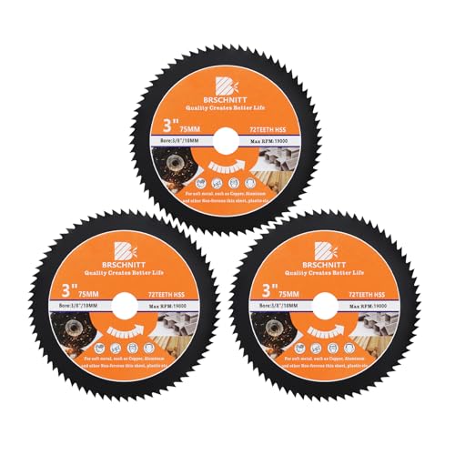BRSCHNITT 3 Inch 72T HSS Circular Saw Blade 3 Pack