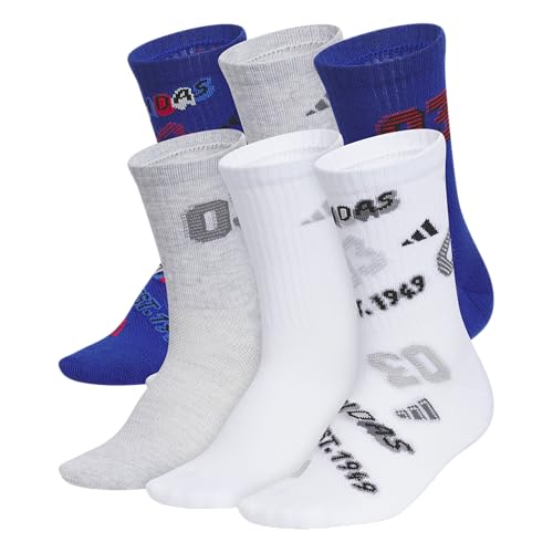 Image of adidas Kids Athletic Cushioned 6-Pack Crew (Little Kid /Big Kid /Adult)