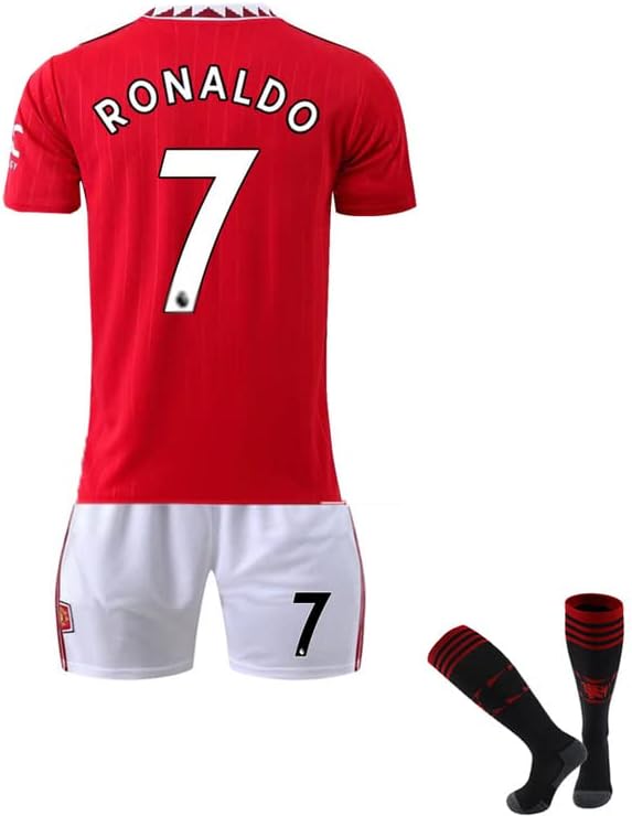 Camiseta de fútbol para niños, No.7, Ron_ Aldo - Camiseta de fútbol para niños, camiseta de fútbol juvenil con calcetines