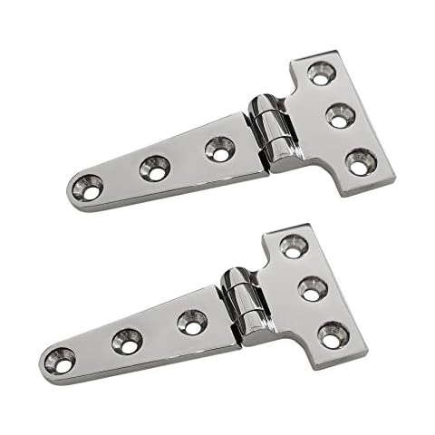 NRC&XRC Pair of 316 Stainless Steel Heavy Duty Marine Grade T Hinge 4"(L)*2"(W) Cast Strap Hinge Cover