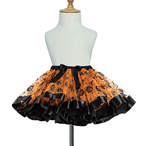 LERTREE Halloween Costume Girls Tutu Skirts Fancy Halloween Party Pumpkin Dress Skirt for Kids Baby Girls (Pumpkin, S)