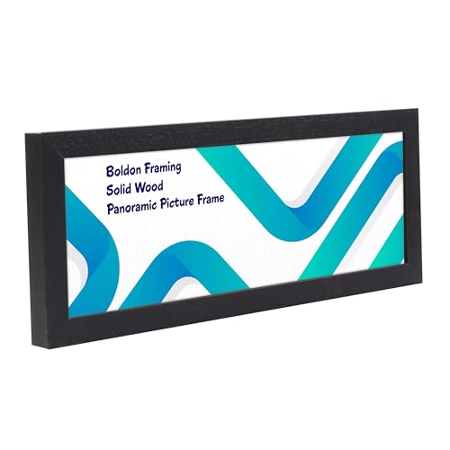 Boldon Framing - Black 18x8 Solid Wood Thin Panoramic Sizes Picture Frames Photo Frames Modern Poster Frame