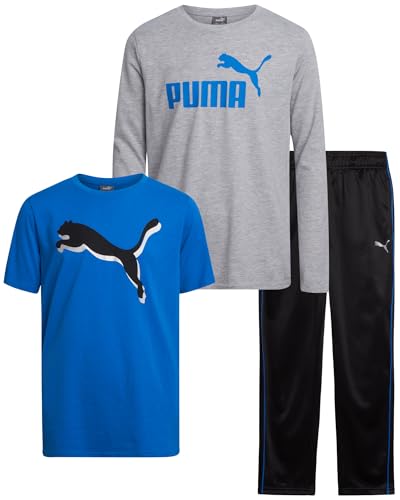 Puma Boys' Pants Set - 3 Piece Tricot Jogger Pants And T-Shirt Set cover