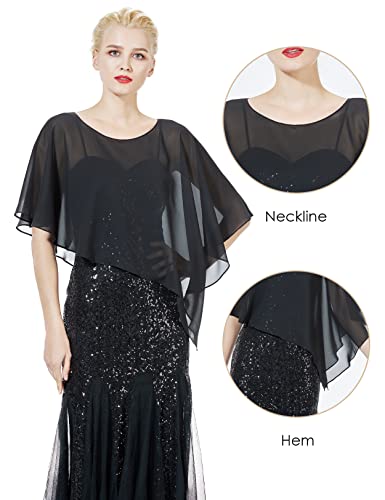 BEAUTELICATE Asymmetrical Capelets Chiffon Capes Wedding Bridal Shawls Wraps For Women Evening Dress4