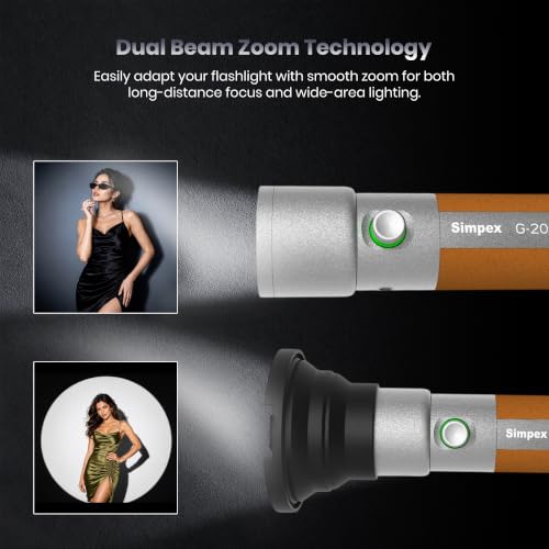 Image of Simpex G-20 RGB Photography Flashlight Portable 20W LED Video Light with Professional Optical Lens, Adjustable Focus Beam, 20 Projection GOBOs, 20 Color Filters, 7500mAh Battery, Type-C Charging