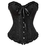 JozAdy Corset pour femme en satin à lacets avec baleines, bustier, grande taille, Noir , ...