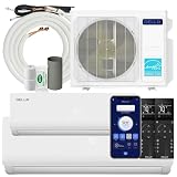 DELLA 20K BTU ODU 2 Dual Zone 9000 18000 BTU Mini Split AC, Energy Efficient, Work with Alexa, 20 SEER2 208-230V Cools Up to 1400 Sq.Ft Wifi Multi Zone Pre-Charged Heat Pump, 16ft Installation Kits