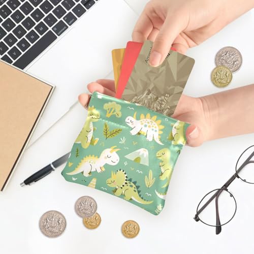 Cute Dinosaur Coin Purse Leather Pouch Change Purse, Squeeze Coin Pouch for Cards, Keys & Lipsticks, Unisex 5