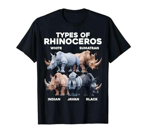 Types Of Rhinoceros Safari African Rhino Animal Lover T-Shirt