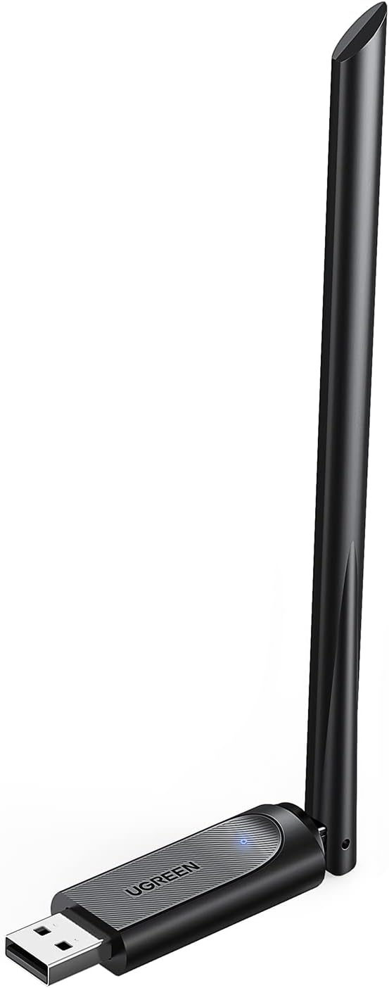 UGREEN AC650 USB WiFi Adapter for PC Desktop 6dBi Antenna 2.4GHz 5GHz Dual Band Wireless Adapter USB Computer Network Dongle Compatible with Windows 11 10 8.1 8 7, Linux 2.6.18-5.3