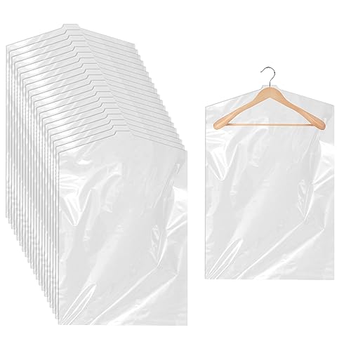 Amaxiu Garment Bags for Hanging Clothes Dust-Proof Clothes Covers 20pcs Clear Plastic Garments Dry Cleaner Bags for Closet Home or Travel Storage Gowns Coats Jacket Suits Dress (35.4 x 23.6 Inches)