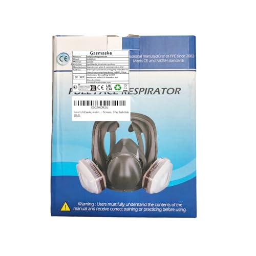 Sosvulix Vollmaske, wiederverwendbar，für organische Dämpfe, saure Gase, Feuchtigkeit,Malerei,Polieren,Gesichtsschutz mit 10 Filtrierbare Wattepads ，2 Patronen，5 Paar Handschuhe