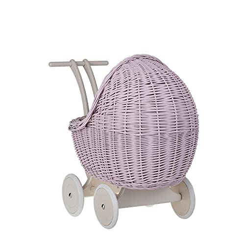 e-wicker24 Alles aus Weide Puppenwagen aus Weide mit Bettwäsche perfekte Geschenkidee Korbpuppenwagen schöner Spielzeug aus Korbgeflecht Korbwagen für Puppen Spielzeug für Mädchen – Bild 5