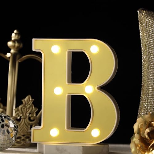 Image of Efavormart 6 inch Gold Marquee Letter B, Mirror Front Warm White LED Light Up 3D Sign, Battery Operated 72H Glow for Wedding Party & Wall Decor