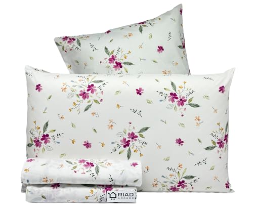 Riad Arredo Set Lenzuola Letto Matrimoniale 100% Cotone PERCALLE - Completo Letto Morbido in Prezioso Percalle (Venezia Lilla)