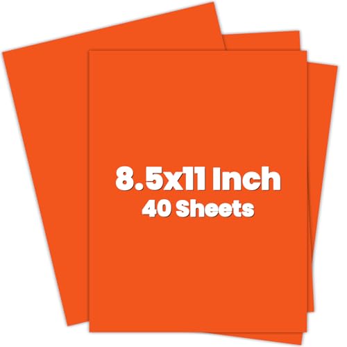 Orange Cardstock 8.5 x 11 Card Stock 200GSM Cover Cardstock for Printer Copy Card Stock Paper for Printing 40 Sheets Orange Paper for Invitations Gift Tags DIY Card Art Drawing Crafts Invitations