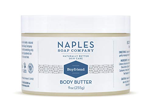 Naples Soap Natural Body Butter - Rich Cocoa Shea Body Butter Made For Women With No Harmful Ingredients - Natural Skin Care For Nourished And Moisturized Skin - 9 oz, Boyfriend
