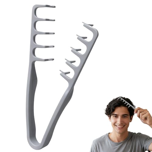 Grigio Pettine per Capelli Ricci,Pettine Quad,Capelli Ricci Accessori,Pettine Largo,Strumento Volumizzante per Radici,Districante e Manutenzione del Pile
