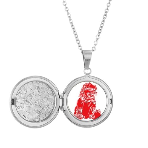 Collier lion rouge de Chine en papier d'art et médaillon patriotique