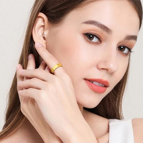 Love Friendship Gold Rings for Women:Wedding Band 18k Gold Ring Cubic Zirconia Stainless Steel Promise Ring Jewelry Birthday Gifts for Women,Size 6-104