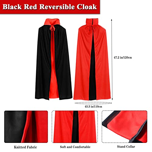 Echolife 4 Pieces Pirate Costume Cloak Hat For Kids, Black Red Reversible Devil Pirate Cloak, Pirate Hat, Skull Eye Patch, Hand Hook For Halloween Pirate Costume Accessories #TOP2