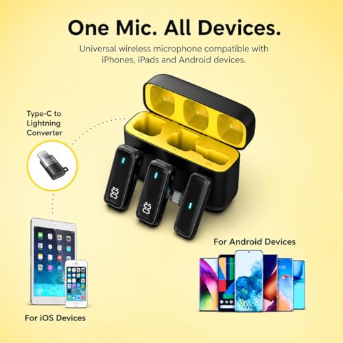 Image of mPix J16 Wireless Portable Lavalier Collar Mic with Noise Reduction Technology - Mini Clip-On Microphone for Android & iPhone with 48H Battery