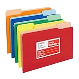 Staples Colored File Folders, Letter Size (8.5 x 11), 1/3-Cut Tabs, Assorted Positions, Assorted Colors, Durable Paper, 100 Pack for Office, School & Home Filing