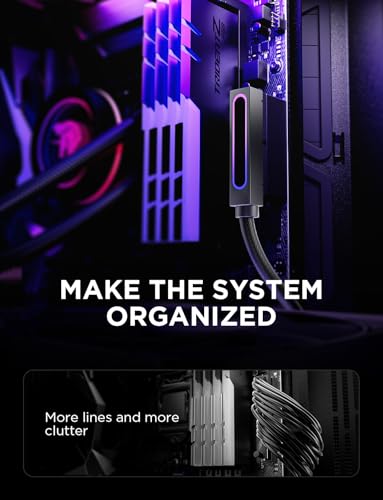 Image of AsiaHorse Hydrus-24PIN PC PSU Extension Cable ARGB LED, Copper Wire Motherboard Power Extension Cable Integrated Design, 2000W Power (Whole Set), PC Power Cord for Cable Management-Left Out