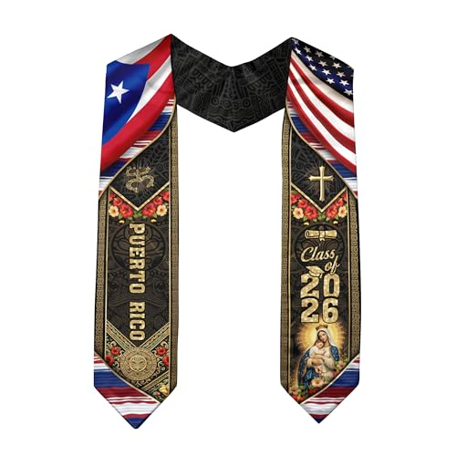 Puerto Rico American Flag Graduation Sash 2026 Cross Graduate Stole Puerto Rico Graduation Sash Class Of 2026 3