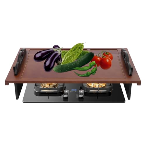 Cubierta para Estufa, Tabla de Bambú Rectangular con Mangos, Multifuncional para Cocina, Camping y Cafeterías Color Nogal miniatura 1