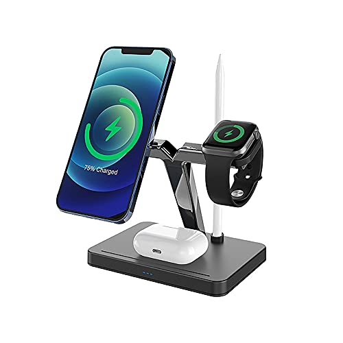 Wireless Charging Stand,4 in 1 Fast Wireless Charging Station Compatible with iPhone 13/13 Pro/13 Pro Max/12 Pro/12 Mini/Samsung, Wireless Charging Dock for iWatch SE/6/5/4, Airpods 2/Pro,Apple Pencil