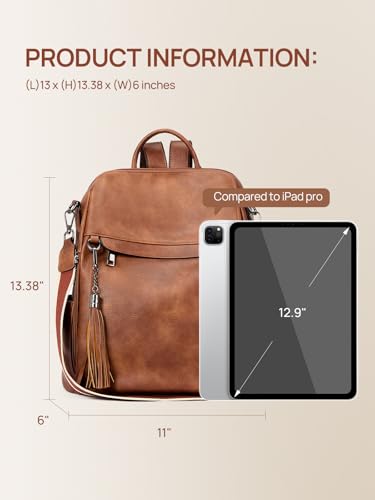 Telena Backpack Purse for Women, PU Leather Anti Theft Travel Purse Shoulder Bags with Tassel