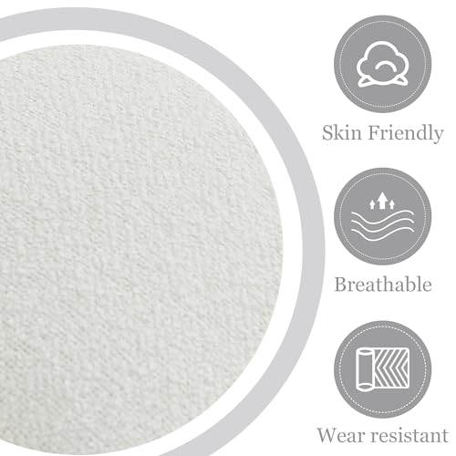 Fauteuil tonneau bouclé blanc crème avec dossier pour chambre