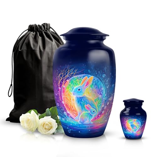 Image of Rabbit Urn Burial Urn for Adult Male & Female 1 Large & 1 Small | Human Remains Urns, Urns for Adult Male & Female
