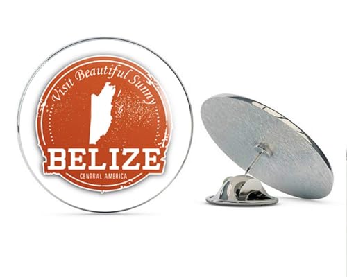 Belize Map Grunge Stamp Round Metal 0.75" Lapel Pin Hat Shirt Pin Tie Tack Pinback2