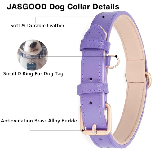 Leather Dog Collar Adjustable Soft Leather Padded Collar Heavy Duty for Small Medium Large Size Dogs with Alloy Buckle (Purple,XS) - Image 4