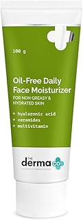 The Derma Co Oil-Free Daily Face Moisturizer | With Hyaluronic Acid, Ceramides & Multivitamins | For Non-Greasy & Hydrated Skin | Prolonged Moisturization | Strengthens Skin Barrier | 100 g